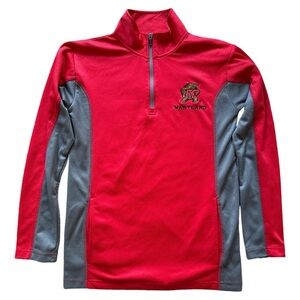 University of Maryland Terps Knights Apparel 1/4 Zip Pullover, Red & Gray, Sz Sm